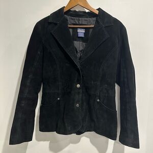 B.U.M. EQUIPMENT Vintage Black Suede Leather‎ Grunge Button Coat Size L